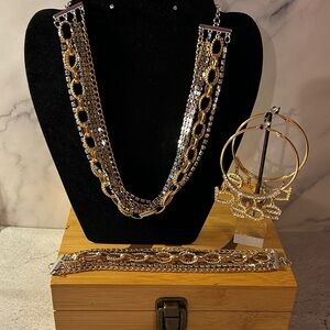 Elegant Gold and Silver Chain Necklace Set